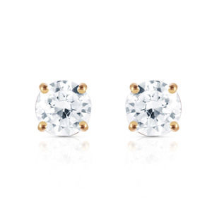 14K. GOLD STUD EARRINGS WITH 0.60 CT. H-I, SI-2 DIAMONDS (Yellow Gold)